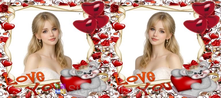 Кружка с фото Love You мишка сердца подарок заказать