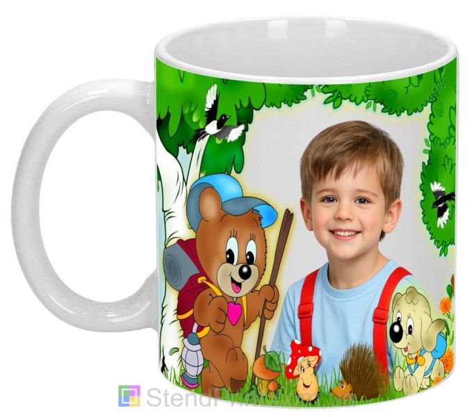 Чашка с фото для мальчика лесная детская кружка заказать