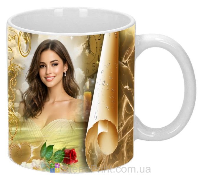 Горнятко з фото золотий дизайн подарунок для закоханих замовити