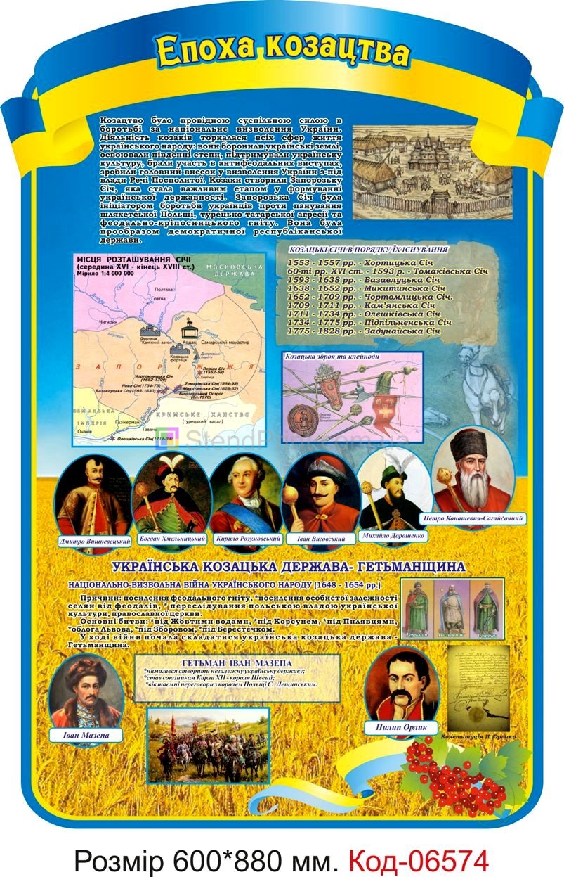 Cтенд пластиковий плакат Епоха Козатства
