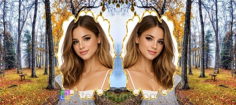 Чашка с фото осенний подарок подруге с парком и листьями