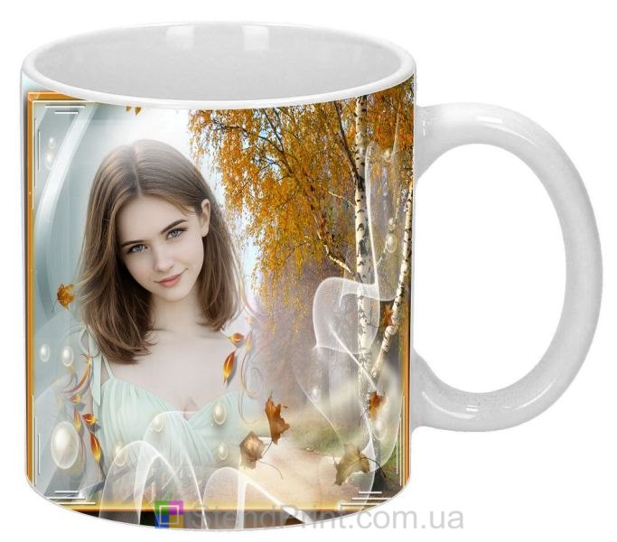 Кружка з фото березовий ліс осінь замовити