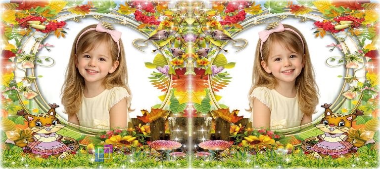 Детская чашка с фото осенний стиль белочка