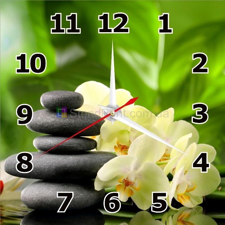 Годинник настінний з білими орхідеями