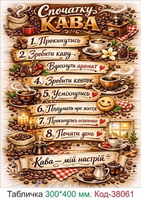 Табличка сначала кофе купить декор для кухни