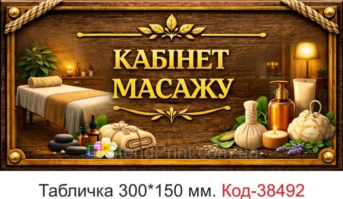 Табличка Кабінет масажу на двері замовити стиль дерево спа