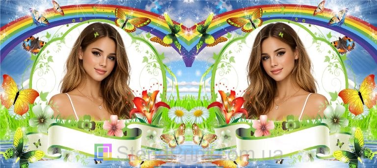 Кружка с фото для девушки яркий дизайн с радугой подарок заказать