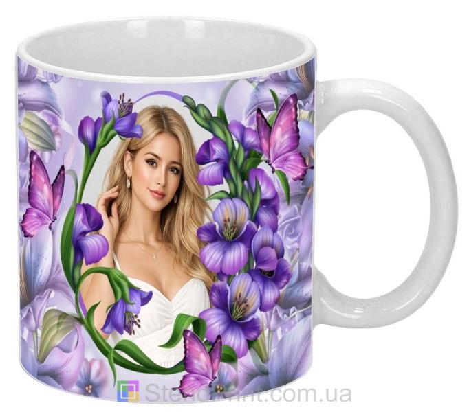 Кружка с фото для девушки нежный подарок кружка с цветами заказать