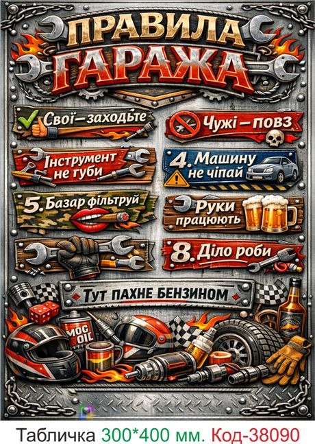 Табличка правила гаража купить металлический декор гараж
