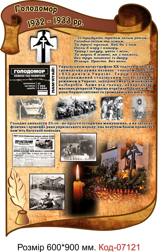 Голодомор 1932-1933 Пластиковий стенд по історії України