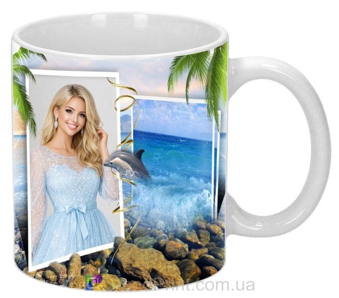 Кружка з фото морський пейзаж, дельфін — замовити