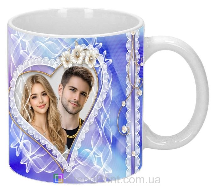 Парне горнятко з фото в серці романтичний подарунок для двох замовити