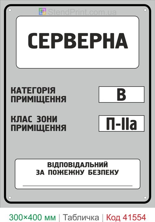 Табличка серверна категорія В клас П-IIа купити для офісу та дата центру