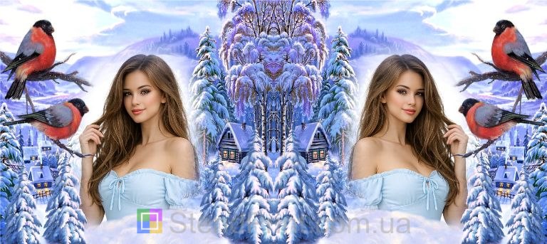 Кружка з фото зимовий пейзаж снігурі та ялинки персональний друк на кружці купити