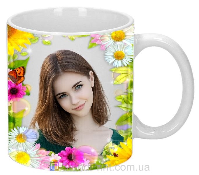 Кружка з фото ромашки та метелик