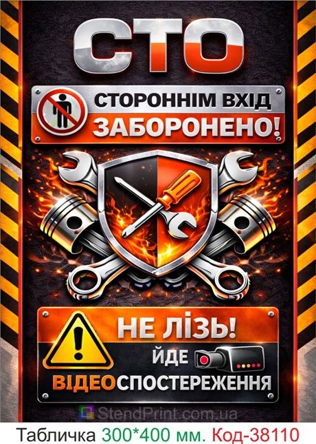 Табличка СТО вхід заборонено купити відеоспостереження