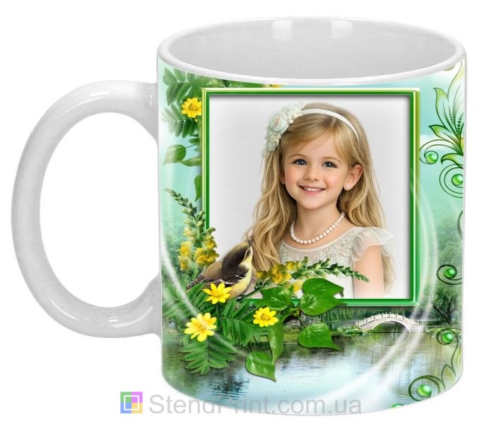 Чашка с фото красочная природа река и цветы заказать