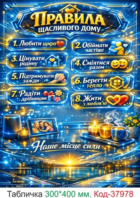 Постер правила щасливого дому настінний декор купити