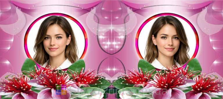 Чашка с фото для девушки с красными цветами заказать подарок