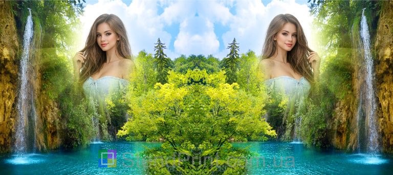 Чашка з фото гірська природа, водоспад і зелень замовити