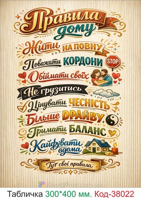 Купить табличку "Правила дома" современный постер