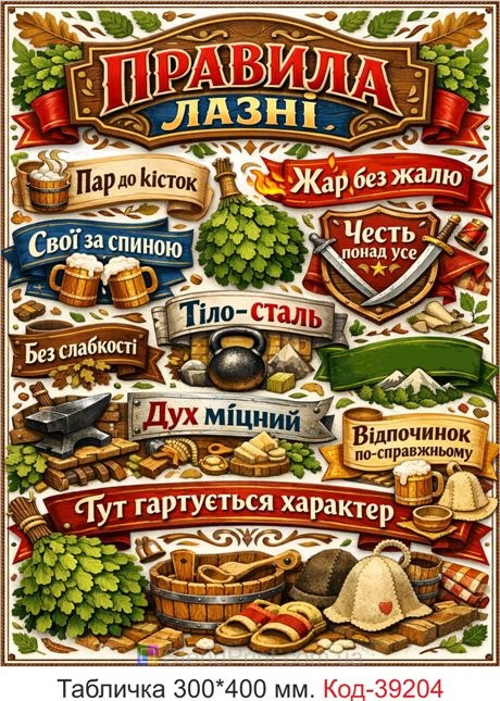 Табличка Правила лазні для бані та сауни купити онлайн