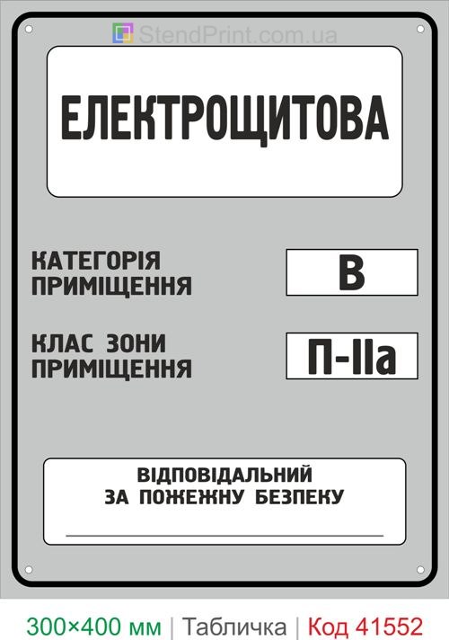 Табличка електрощитова категорія В клас П-IIа купити для підприємства та офісу