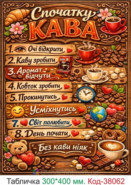 Табличка спочатку кава купити декор для кухні