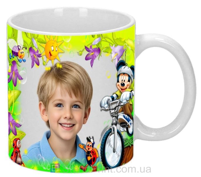 Кружка з фото для хлопчика дитяча кружка з велосипедом замовити