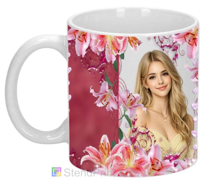 Кружка з фото з рожевими ліліями ніжний квітковий подарунок замовити