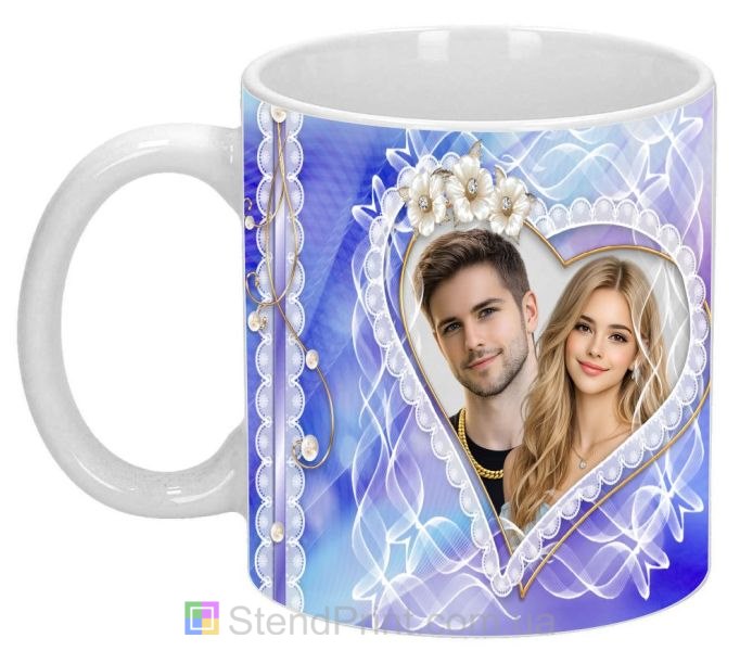 Парне горнятко з фото в серці романтичний подарунок для двох замовити