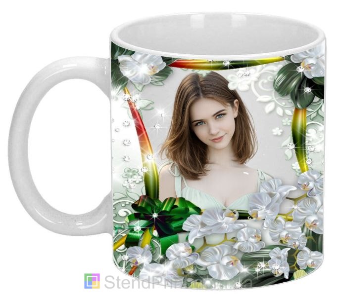 Чашка з фото білосніжні орхідеї ніжний подарунок замовити