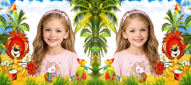 Дитяча кружка з фото — літній дизайн з левеням