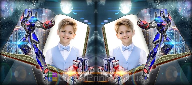 Детская чашка с фото трансформер Оптимус