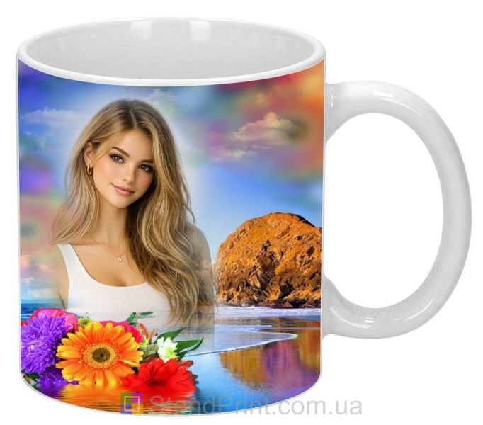 Горнятко з фото морський пейзаж і квіти, природа — замовити