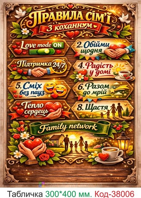 Купить постер "Правила семьи с любовью" настенный декор