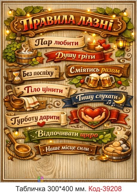 Табличка Правила бани для бани и сауны купить