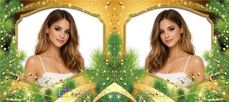 Кружка с фото новогодний подарок для девушки золотой дизайн заказать