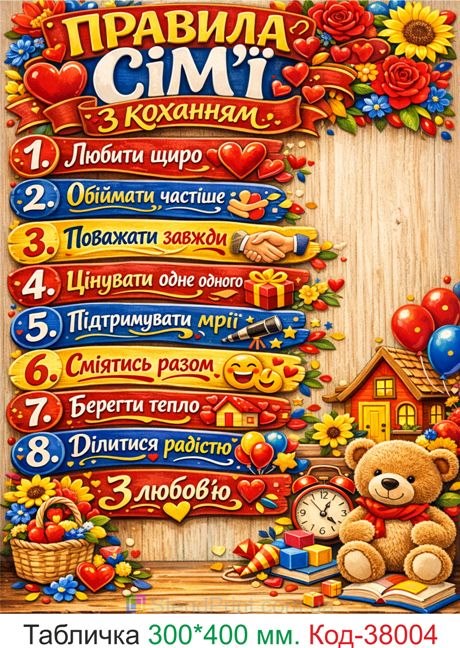 Купить табличку "Правила семьи с любовью" настенный декор