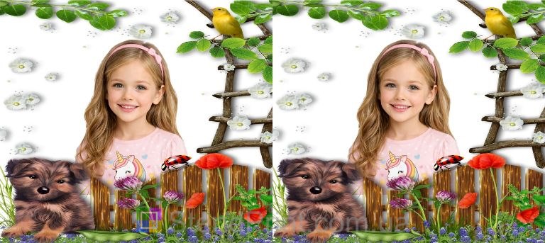 Дитяча чашка з фото — квіти та собачка