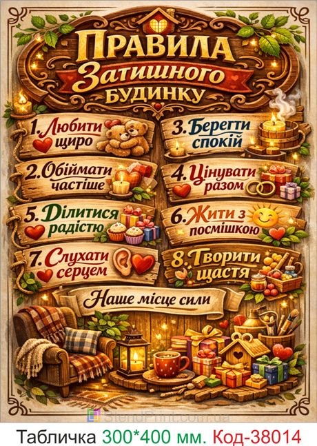 Купить табличку правила уютного дома настенный декор