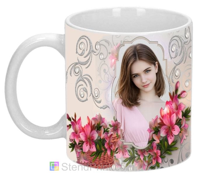 Кружка з фото з ліліями для коханої ніжний подарунок жінці