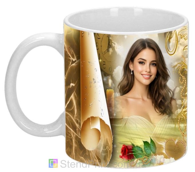 Горнятко з фото золотий дизайн подарунок для закоханих замовити