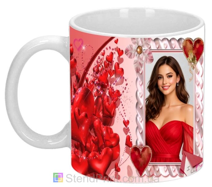 Горнятко з фото для коханої з серцями що подарувати дівчині де замовити