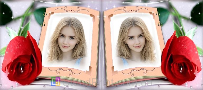 Кружка с фото красная роза рамка альбомный стиль заказать