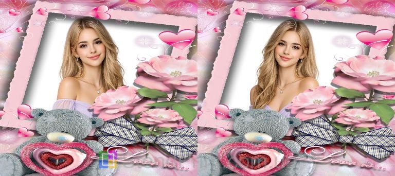 Кружка с фото для любимой с мишкой и цветами нежный подарок заказать