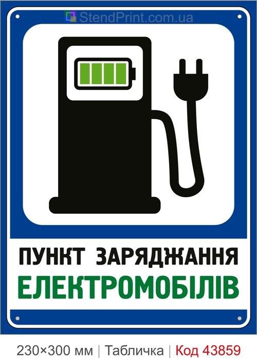 Знак пункт заряджання електромобілів