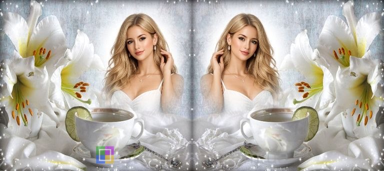 Кружка з фото білі лілії світлий дизайн затишний подарунок замовити