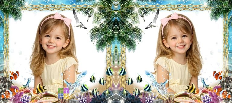 Кружка с фото морская пальмы рыбки чайки заказать