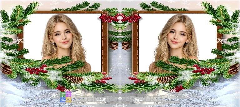 Чашка з фото зима ялина шишки горобина персональний фотодрук на чашці